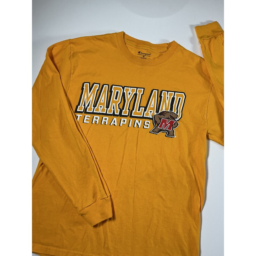 Champion University of Maryland Terrapins Gold Long Sleeve Tee Size S